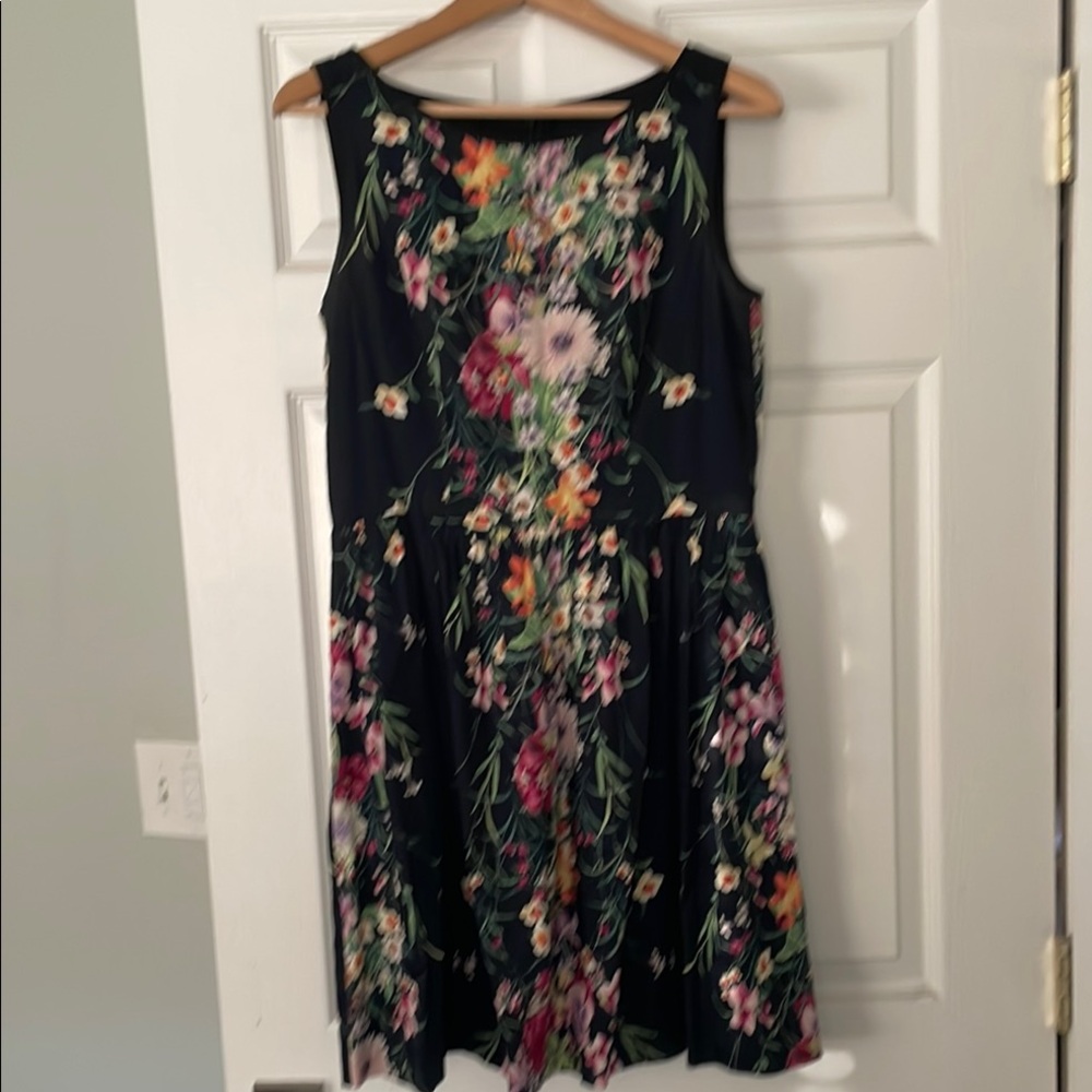 Black Floral Midi Sundress Sleeveless Scoop Neck